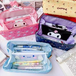 Sanrio Large Capacity Pencil Case Kawaii Cinnamoroll Melody Kulomi Cosmetic Bags School Pencils Bag Pen Case Supplies Stationery