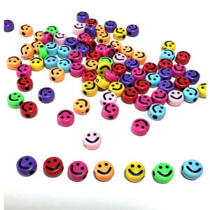 150 pcs cute smile face beads size 6 mm for diy jewelry accessories mix colors