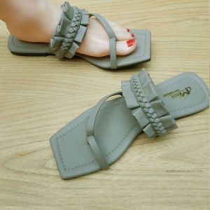 11.11 Sale | Sandal Teplek Jepit Lipat Kombinasi Flat Tali Kepang Wanita Santai Kekinian | Sendal Kokop Jepit Lipat Anyam Flip Flop Jepit Wanita/perempuan Terbaru
