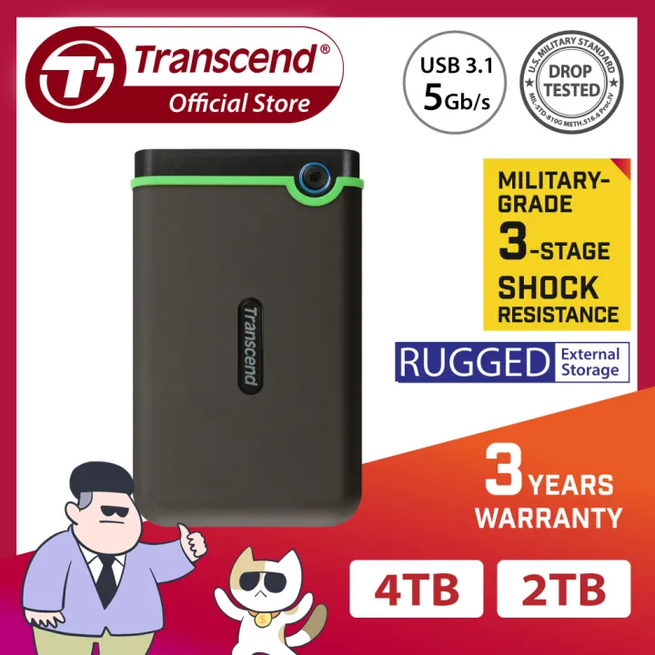 Transcend Storejet 25M3C External HDD Type-C Rugged (2TB/4TB)