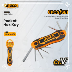 Ingco 8-in-1 Folding Hex Key Allen Wrench Set Pocket Multi-Tool For Bike & Motor Repair HHK14081 IHT