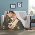 HUGLAZY Custom Blanket with Photos Text Personalized Picture Throw Blankets for Couple Birthday Fathers Mothers Valentines Day Gift. 