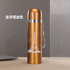 AU Bullet-shaped cartoon stainless steel insulated thermos vacuum double-layer water bottle with push-button spout and lid customizable gift bottle LOGO