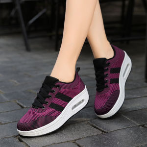 Razorstorm Rubber Shoes for Women with Heels Ladies Black Wedge Sneakers Korean Fashion Casual Sport Shoes Lace Up
