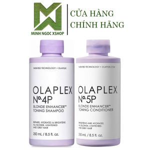 Combo dầu gội xả tím khử vàng dưỡng ẩm OLAPLEX NO.4P + NO.5P Enhancer Toning 250ML