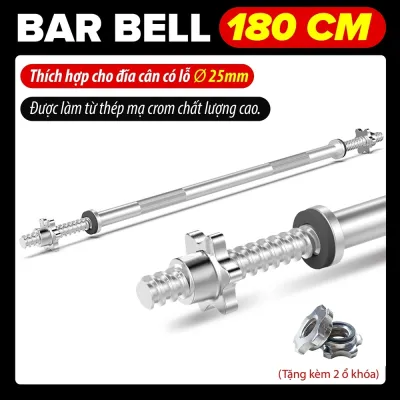 BG - Thanh đòn tạ đòn thép đặc mạ crom chất lượng cao dài 180cm phù hợp bánh tạ phi 25mm phi 50mm