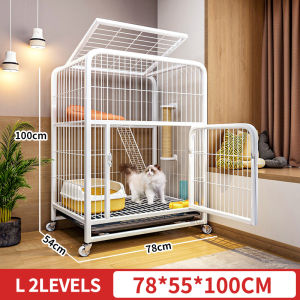 【IN STOCK】Collapsible Cat Cage 2 Layer Square Tube Stainless Steel With Wheel Large Pet Cage House