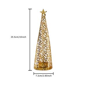 YERZ Iron Metal Christmas Tree Candlestick Gold European Style Scented Candle Stand Table Ornament Hollow Christmas Tree Candle Holder Xmas