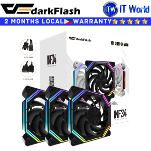 Darkflash PC Fan Infinity 34 PWM A-RGB 3in1 Rifle Bearing Triple Cooling Fan (Black | White) | itw