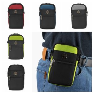 R3LRW0X Lightweight Men Waist Bag Comfortable Crossbody Phone Bag Durable Nylon Cell Phone Pouch Outdoor Sport