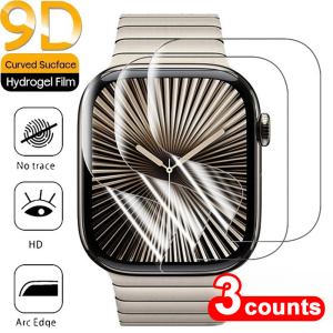 3PCS 999D Hydrogel Film For Apple Watch S11 S10 42MM 46MM S9 8 7 Ultra/Ultra 2 3 iWatch SE3 6 5 4 49mm 45mm 40mm 41mm 44mm Full Cover Screen Protector HD Clear Soft Protective Film