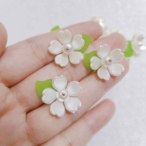 5 chiếc phụ kiện hoa mai 5 cánh trái tim hạt bông xỏ vòng tay trang trí trang sức DIY charm thiết kế thủ công