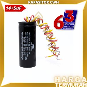 KAPASITOR MESIN CUCI 2 TABUNG 5+14uf CAPASITOR DOBEL / KAPASITOR DOUBLE DINAMO / ALCO MESIN CUCI 5 + 14 UNICON CWH