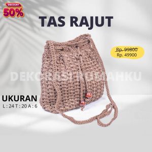 Tas Rajut Bahu Wanita Milenial Multifungsi Ukuran 24x20x6cm bahan tebal dan beraneka warna