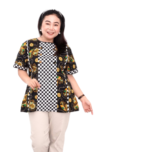 Blouse Big Size Wanita Atasan Batik Jumbo S-M-L-XL-2L-3L-4L-5L-6L-7L Model Blus Jumbo Kerja Batik / Seragam Batik Kantor Kekinian LD 140