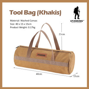 UtanKing™ Big Capacity Camping Tools Storage Outdoor Cylinder ToolKit Bag Canvas Electrician Travel Bags Rope Beg Simpan