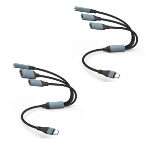 USB Type C Adapter Cable 3 in 1 3.5mm Sound PD60W Fast Charging OTG Data Cable for Mobile Devices