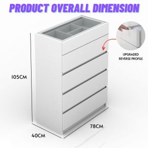 Furniture Direct VESTA 5 Drawer Chest With Jewerly Compartment-White