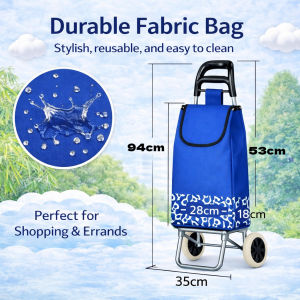 Foldable Shopping Trolley Push Cart with Sturdy Base and Lightweight Grocery Bag for