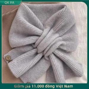 QK FA ✨ Cổ Bảo Vệ Khăn Choàng Màu Rắn Chữ Thập Khăn Dệt Kim Khăn Choàng Quấn Cổ Ấm Hơn Phụ Nữ