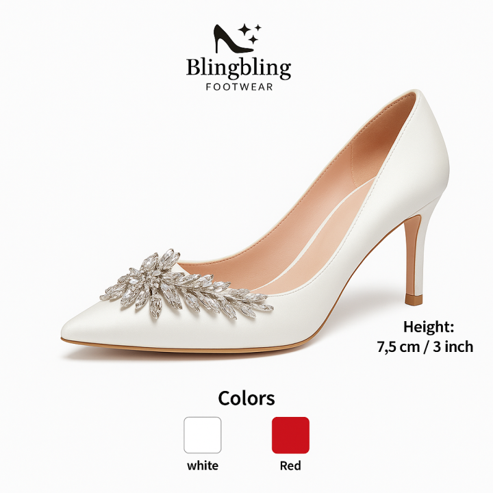 with box] Fashion Women High Heels Bridal Shoes White Wedding