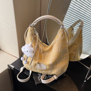 IELGY Ladies High-End Feeling Autumn Winter Canvas One-Shoulder Large-Capacity Tote Bag