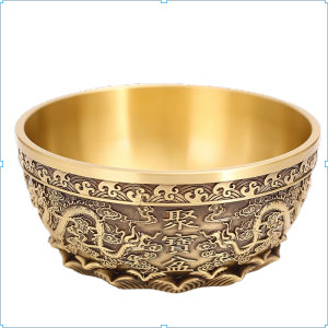 Feng Shui Bowl Polished Brass Treasure Bowl Double Dragon Playing With Pearl Treasure Bowl Home Office Copper Cornucopia