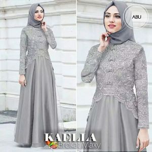 Gaun Pesta Remaja Wanita Bahan Crinkle Mix Brokat Simple Terbaru 2026 Gamis Maxi Wanita Dewasa Kondangan Size M - 3XL Dress Muslim Lebaran