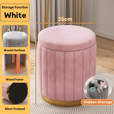 TableTrove Stool -Round Velvet Vanity Dressing Nordic Chair & Sofa Footrest Multi-Use Stool Sofa Footrest