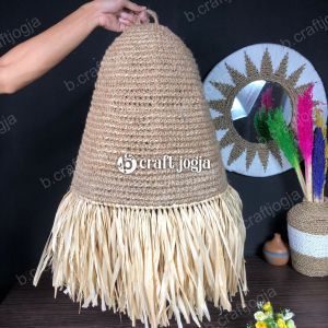 Kap Lampu Gantung Anyaman Goni Kerangka Besi Diameter 40 cm Kerajinan Anyaman Jogja