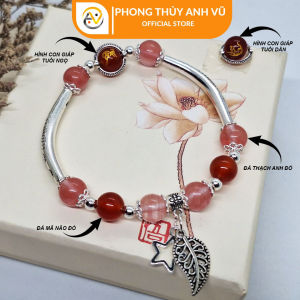 Vòng charm mix đá có đủ 12 hình con giáp theo tuổi - chất liệu đá tự nhiên - may mắn tài lộc tình yêu -Phong Thủy Anh Vũ