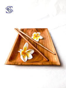piring kayu/piring kayu persegi/piring sushi/piring saji kayu jati