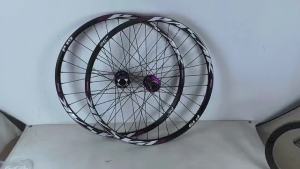 Mountain bike wheelset 24 26 27.5 29inch aluminum alloy bearing quick-release thru-axle wheels six-spoke purple-HB08P19 purple (01)