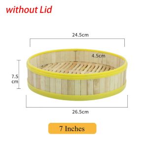 DENGXUN 1Pcs 3.5-8 inch Bamboo Steamer Handmade Multi-function Steamer Basket Durable With Lid Dumpling Steamer Chinese Food Making