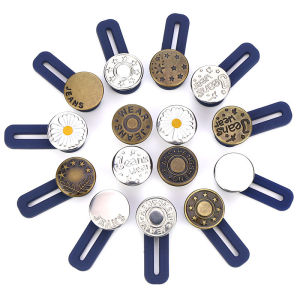 【Bosuer💛COD】Metal Jeans Button Adjustable Removable Untuk Wanita Tombol Logam Zinc Alloy Round Tack Buttons Aksesoris - Be