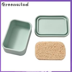 【Greenwind】 Solid Shampoo Bar Holder Large Leakproof Travel Soap Case Silicone Soap Box With Draining Layer Enhanced Soap Container