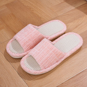 IELGY Home indoor couples four hospitality seasons non-slip cotton linen slippers linen
