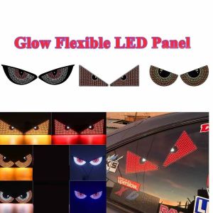 DOUBLEL 2PCS Universal Car Expression Lights USB Demon Eye Design Car Eyes Light Safety Signal Lamp Back Window Mount Vehicle Signal Lights Car Decorative Lighting