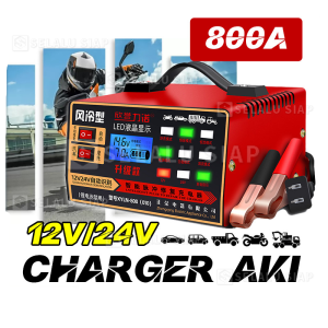 Charger Aki Mobil Portable Otomatis Auto On Off Dan Motor Otomatis Cas Accu Kering Dan Basah 250W 12V/24V 200AH Alat Pengecas Aki Motor Mobil Truk Digital Ces Aki Carger Murah BLM-CDQ-168