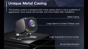 Metal Casing Backup Camera AHD 1080P Metal License Plate Backup Camera for Car 160 °   Wide Angle Rearview Reversing Camera Clear Night Vision Waterproof Reverse Rear View Camera for Car Vehicle SUV RV