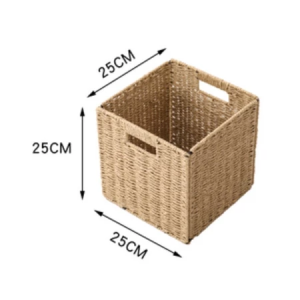 Classy Home Decor Hand Woven Rattan Basket Foldable Storage Box Organizer Hamper for Laundry Clothes