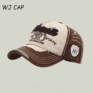 【WJ】Korean version personality retro baseball cap Fashionable letter embroidered sun shading duckbill hat