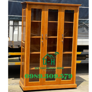 TỦ HỒ SƠ 3 CỬA KÍNH GỖ SỒI CAO CẤP - TỦ ĐỰNG RƯỢU GIA ĐÌNH- FREESHIP