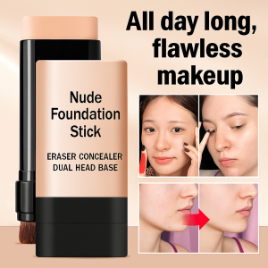 Flawless Eraser Foundation Stick Dual-Ended Stick With Brush  Hydrating Coverage For A Nude Look  SPF50 Long-Lasting Lightweight Foundation With Brush