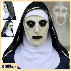 [Hilldora] The Horror Scary Nun Latex Mask w/Headscarf Valak Cosplay for Halloween Costume
