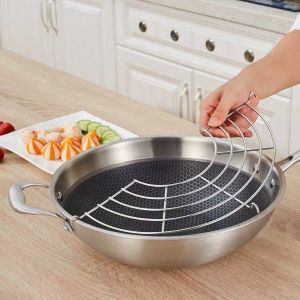 【Local delivery】32CM Frying Oil Strainer Steam Rack Frying Stainless Steel Oil Mesh Colander Kitchen Accessories