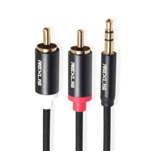 3.5 มิลลิเมตรชาย RCA ชาย 2 AUX สายไฟสำหรับเครื่องขยายเสียงโทรศัพท์ Edifer