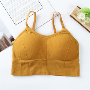 Athletic Undergarment Chest Crop Top Underwear with foam Color Bra Tube Bras Cotton Female