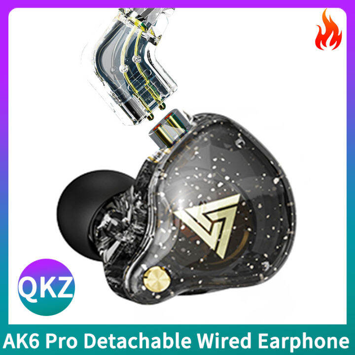 Original Qkz Ak Pro Detachable Wired Earphone Dynamic With Mic Copper