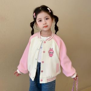 เสื้อผ้ากันหนาวสำหรับเด็กผู้หญิง คาร์ดิแกน/แจ็คเก็ตเบสบอลพิมพ์ลายการ์ตูนฤดูใบไม้ร่วง/ฤดูหนาวใหม่